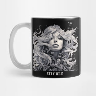 Stay Wild Girl With Wildflowers Natural Lovers Mug